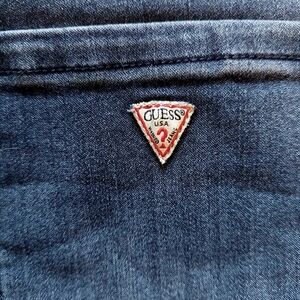 GUESS Women's Dark Blue Denim Jeans with Signature Logo